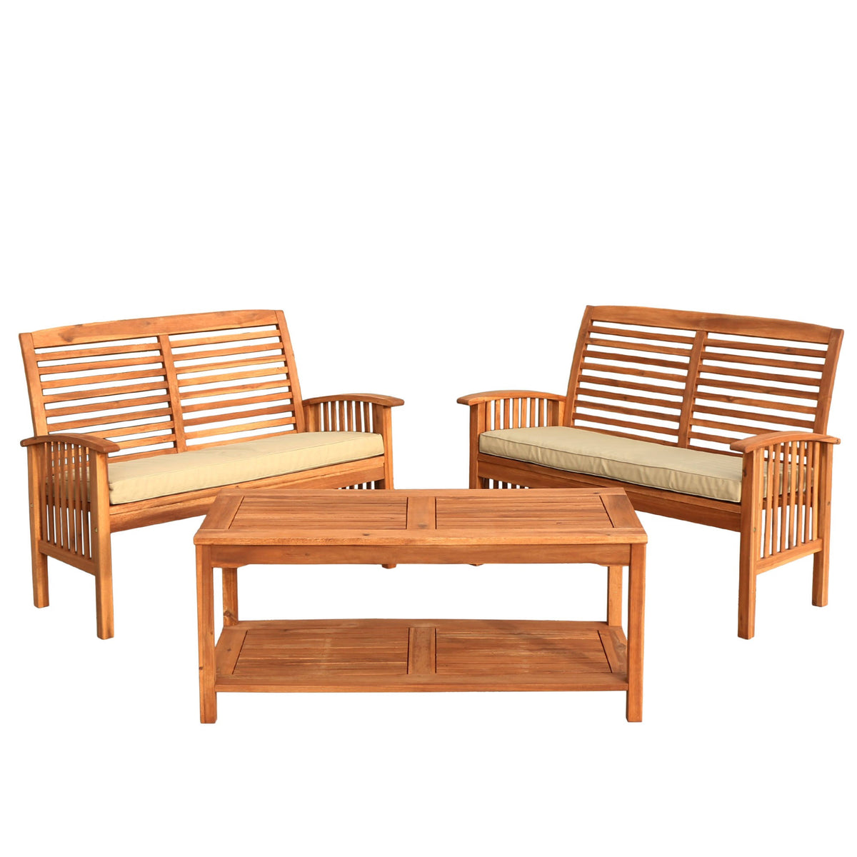 3PC Acacia Wood Patio Conversation Set - Brown J17441