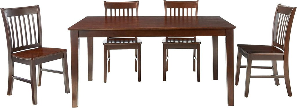 5 Pc Oak Finish Dining Set with Linen Fabric Chairs P484275