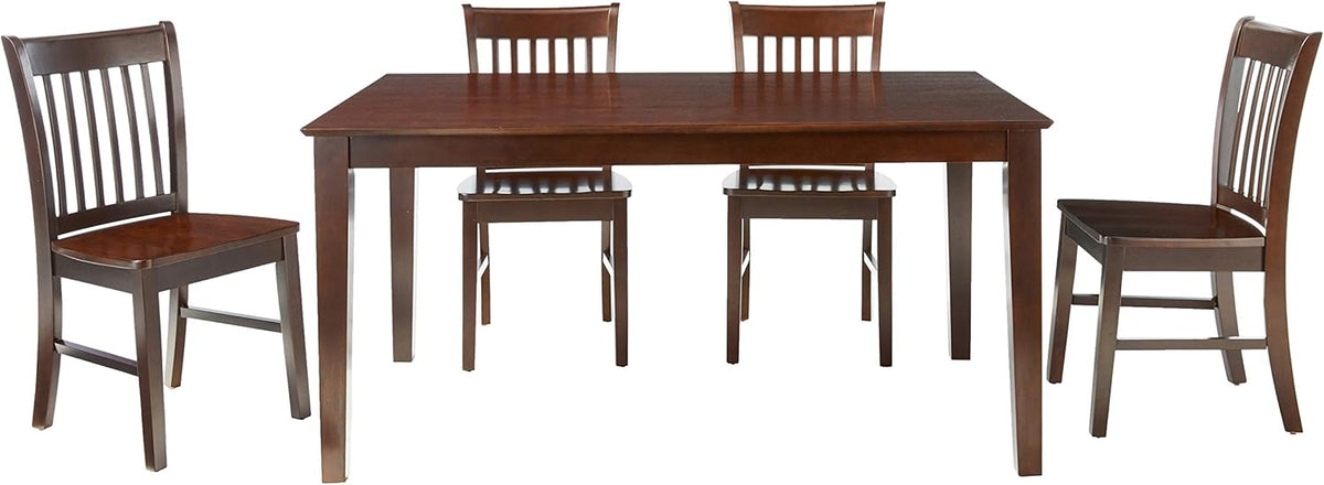 5 Pc Oak Finish Dining Set with Linen Fabric Chairs P484275