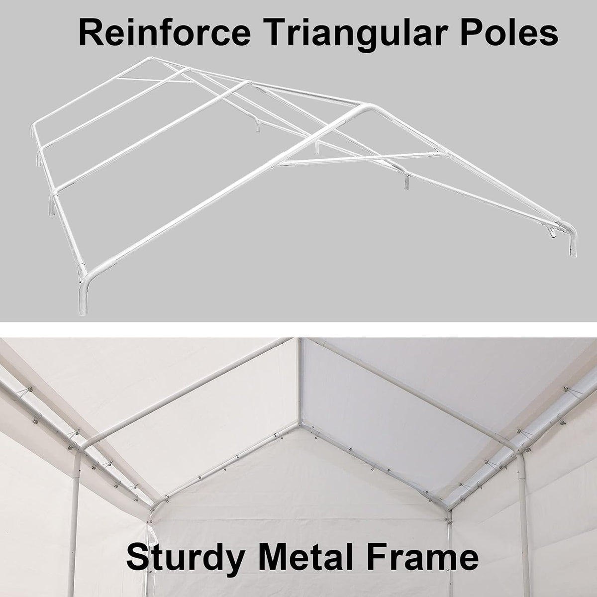 10x20 ft Heavy Duty Carport Car Canopy with Removable Sidewalls and Doors C758434