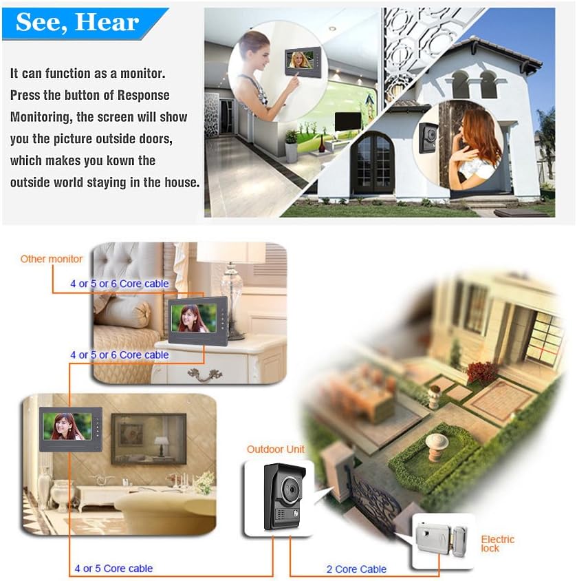 Wired 7 Inches Monitor Video Doorbell System M4154