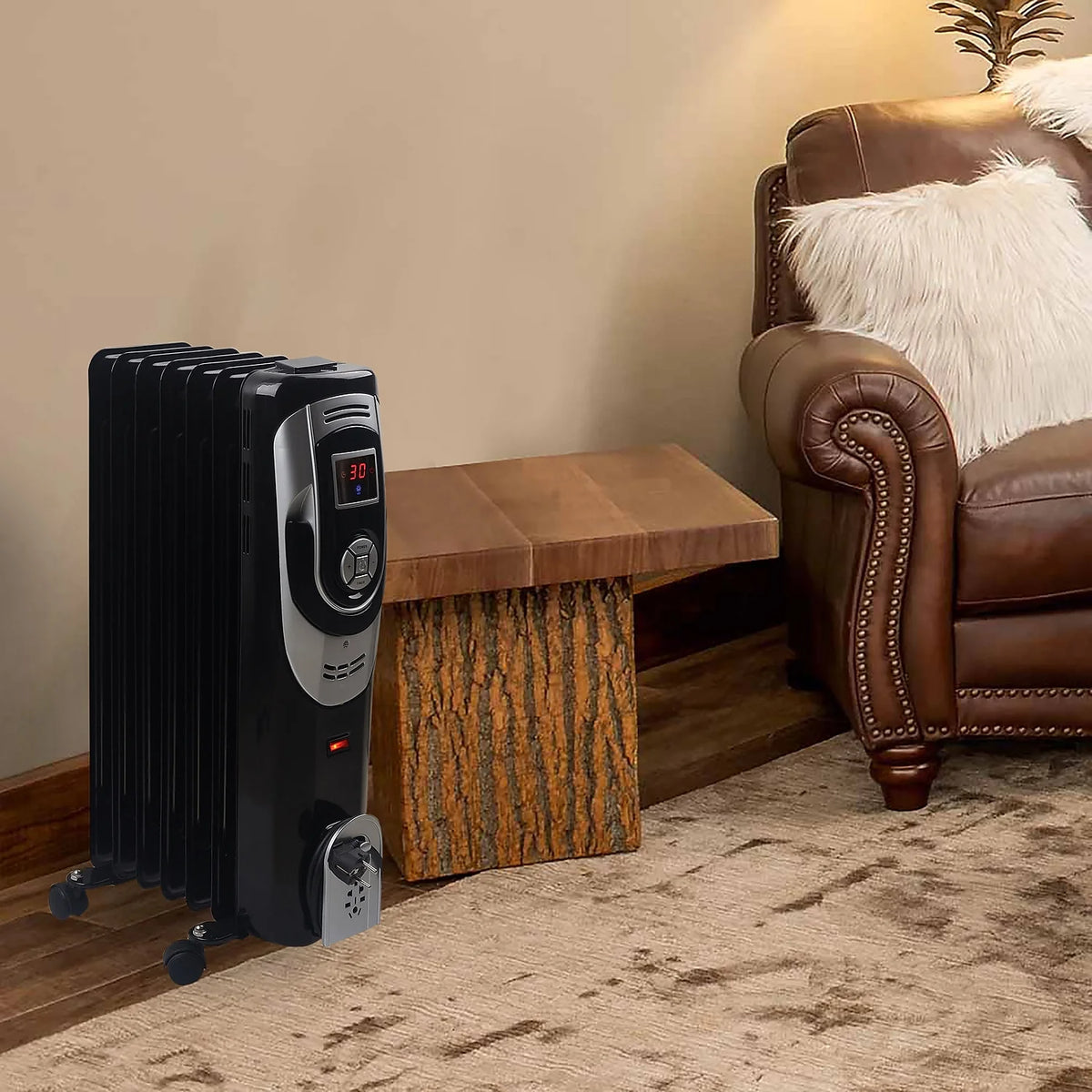 1500 Watt Portable Radiator Electric Heater Black F811187