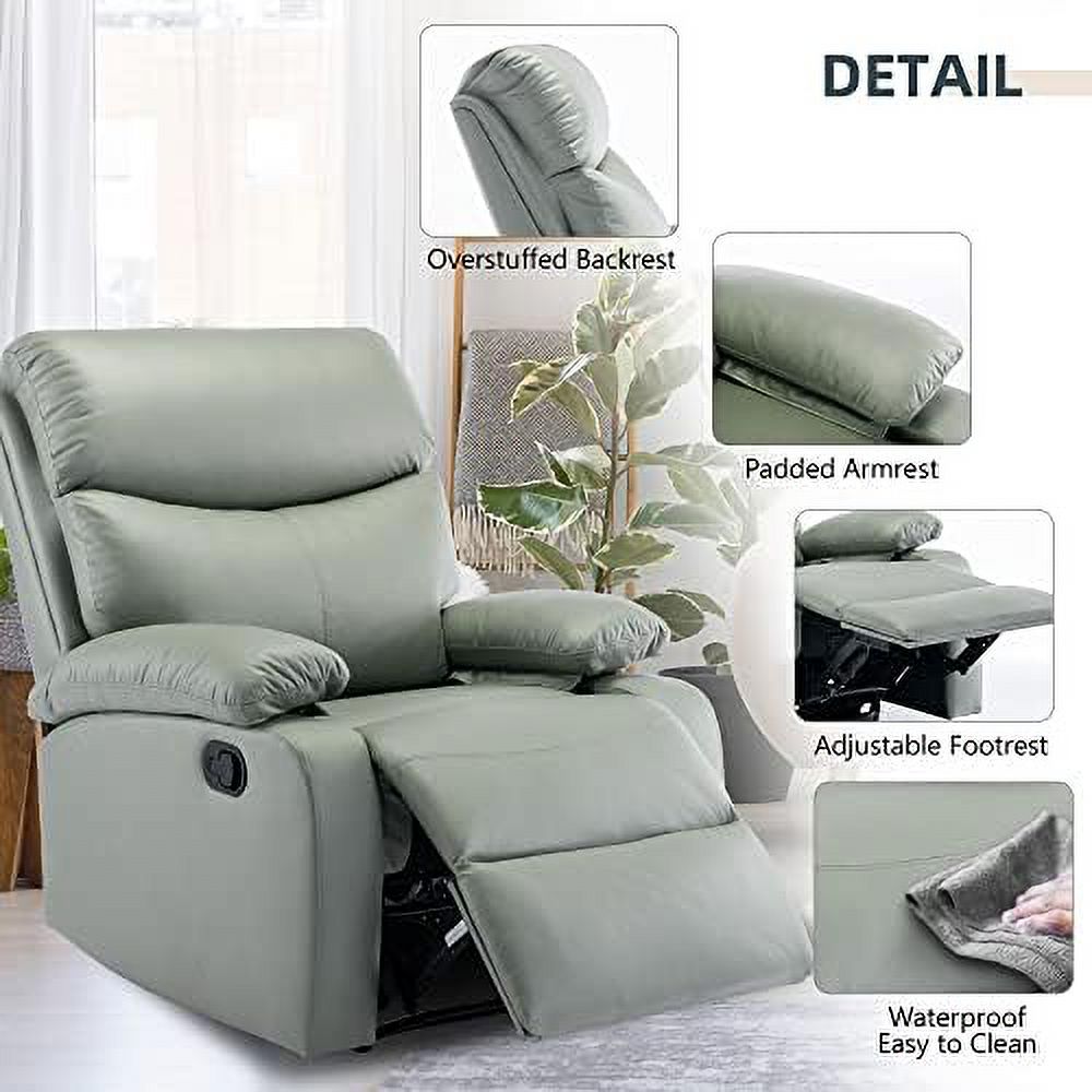 Cerulean Blue Manual Recliner Chair with Micro Leather K824