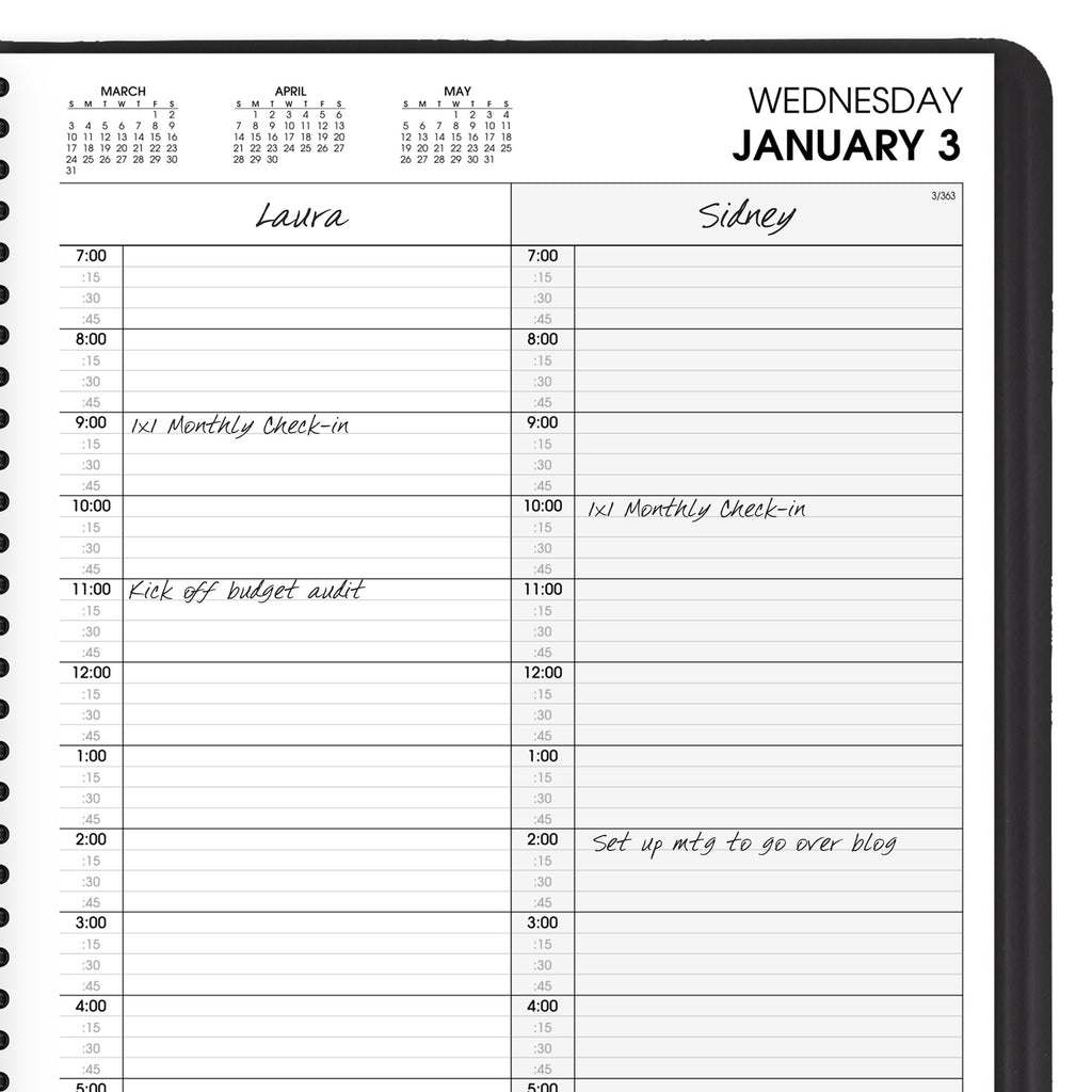 Two Person Daily Appointment Book Black Large 8 x 11 E36599