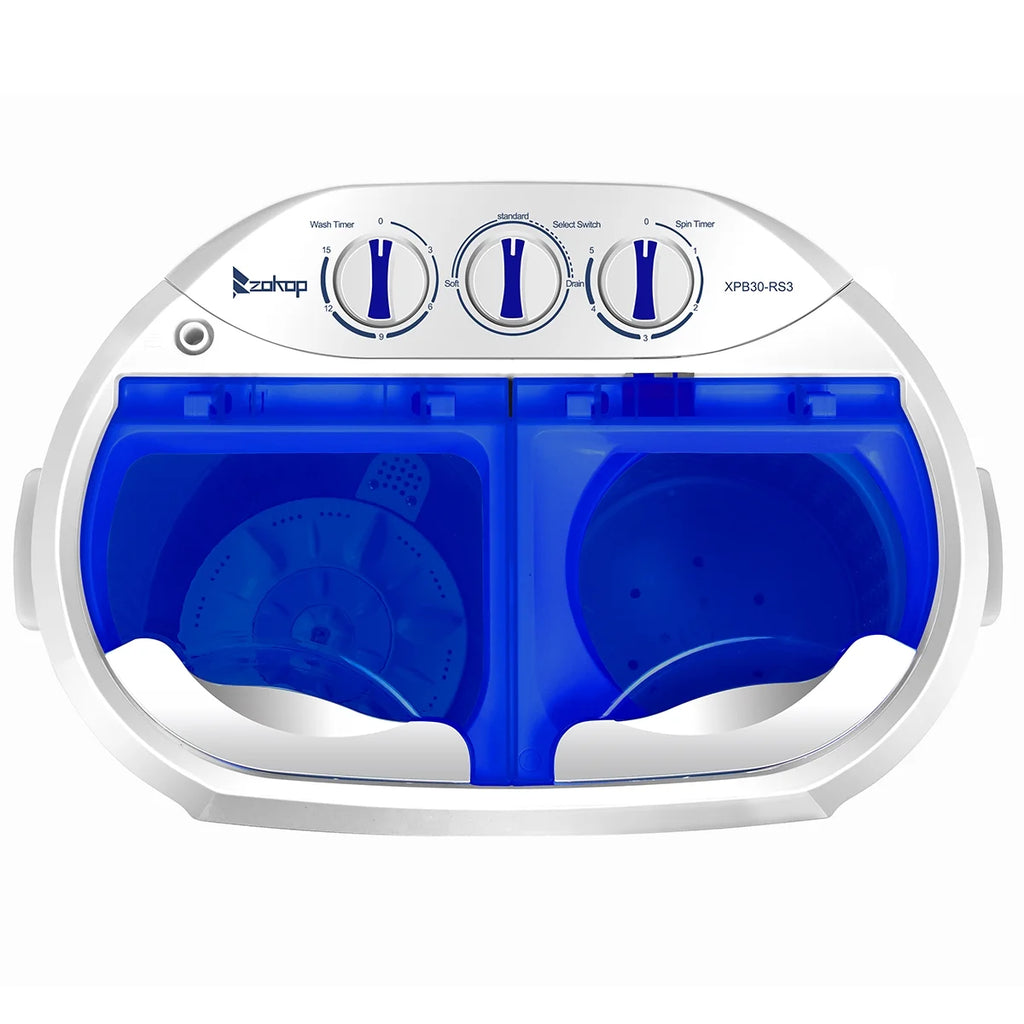 10LBs Electric Mini Washer & Dryer Portable Compact Laundry Combo, White & Blue Z421
