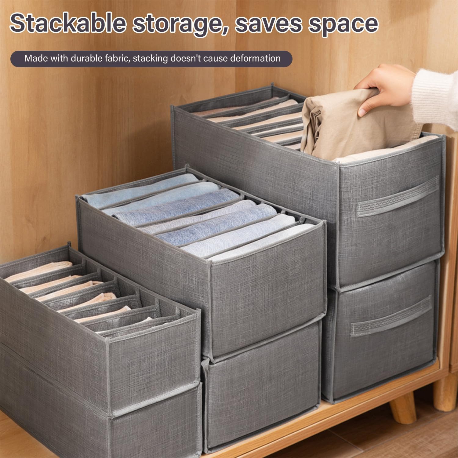 4 Packs 6-Compartment Clothes Organizer Drawer With Handles Z864057