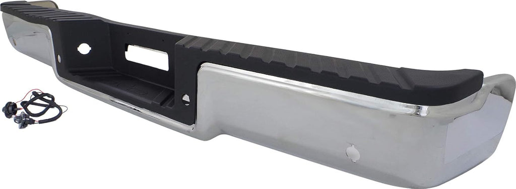 Chrome Steel Step Bumper with Rear Object Sensor Holes X7509