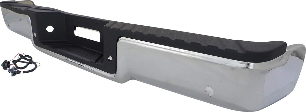 Chrome Steel Step Bumper with Rear Object Sensor Holes X7509