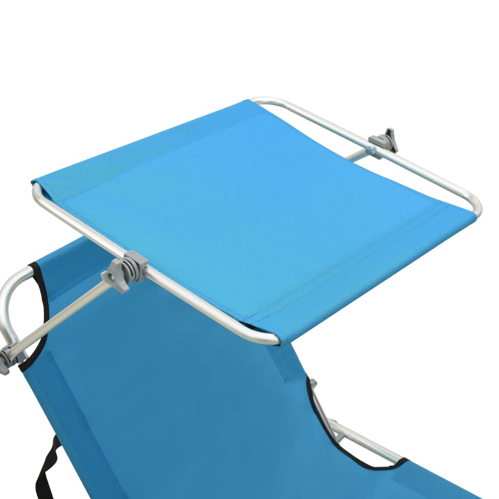 Folding Sun Lounger with Canopy Steel Turquoise and Blue E14109