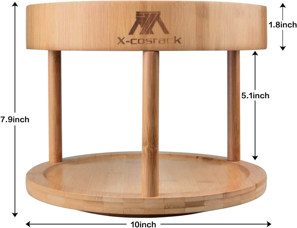 Bamboo 2-tier Lazy Susan Turntable Spice Rack Organizer G19056