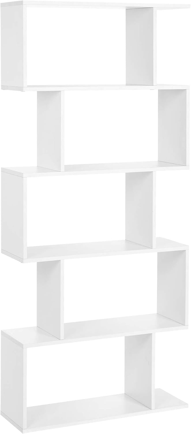 White 5-Tier Wooden Bookcase C360816