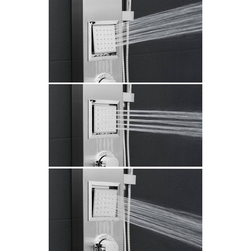 Stainless Steel Shower Panel System with Rainfall Shower Head and Handheld Shower Wand V158522