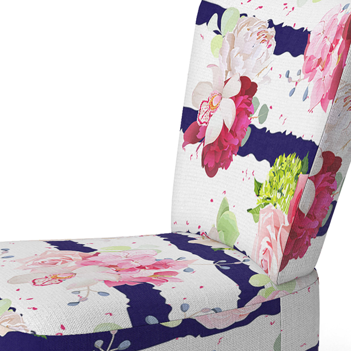 Pink Bouquet Flowers Upholstered Patterned Accent Chair and Arm Chair M426162