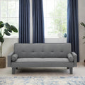 Dark Gray Cotton Linen Convertible Sofa Bed with Two Pillows H88008