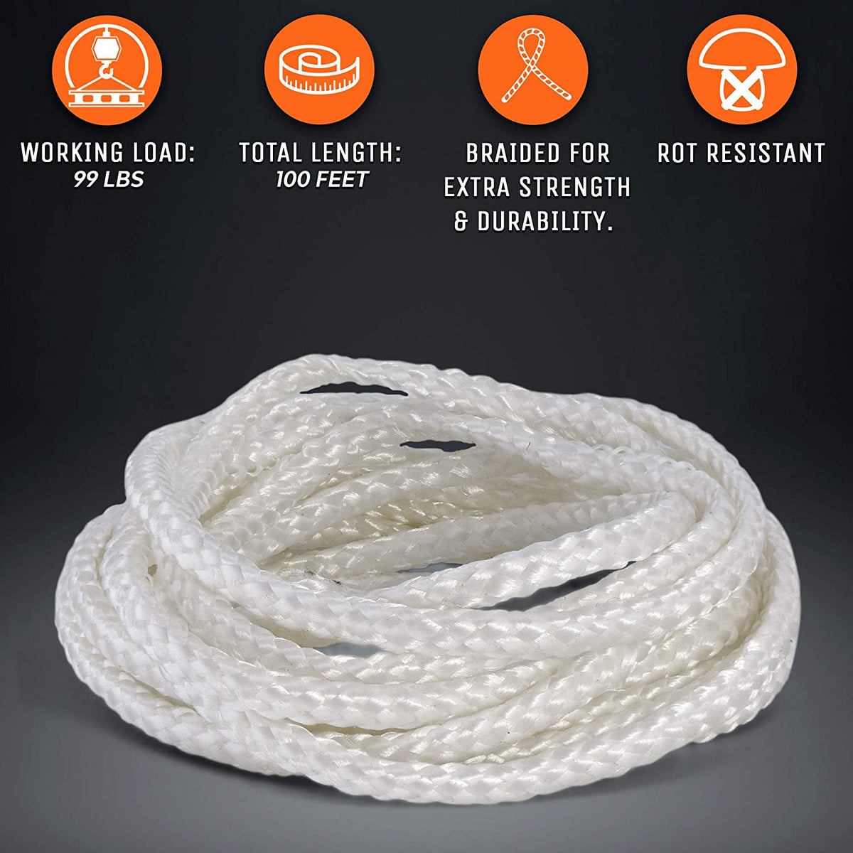 Nylon Braided Clothes Line, 100’ X 3/16”, 2 PK J399