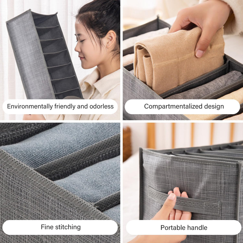 4 Packs 6-Compartment Clothes Organizer Drawer With Handles Z864057