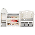 Grey Kids Bookshelf Toy Storage Organizer with 17 Bins and 4 Bookshelves J4983