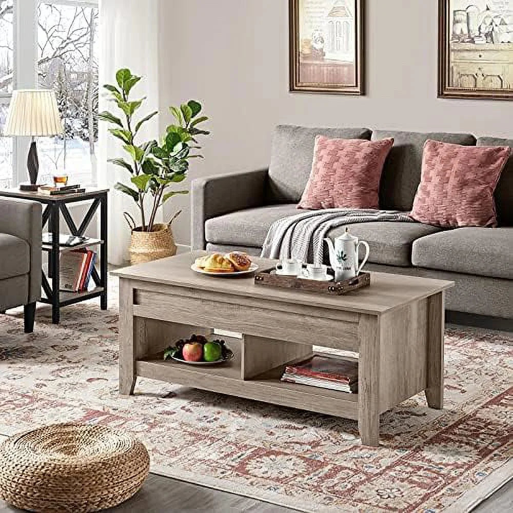 Lift Top Coffee Table with 2 Open Shelves Espresso L383556