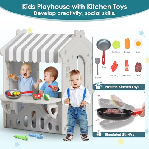 Kids Playhouse with Kitchen Toys Set Blue Y196