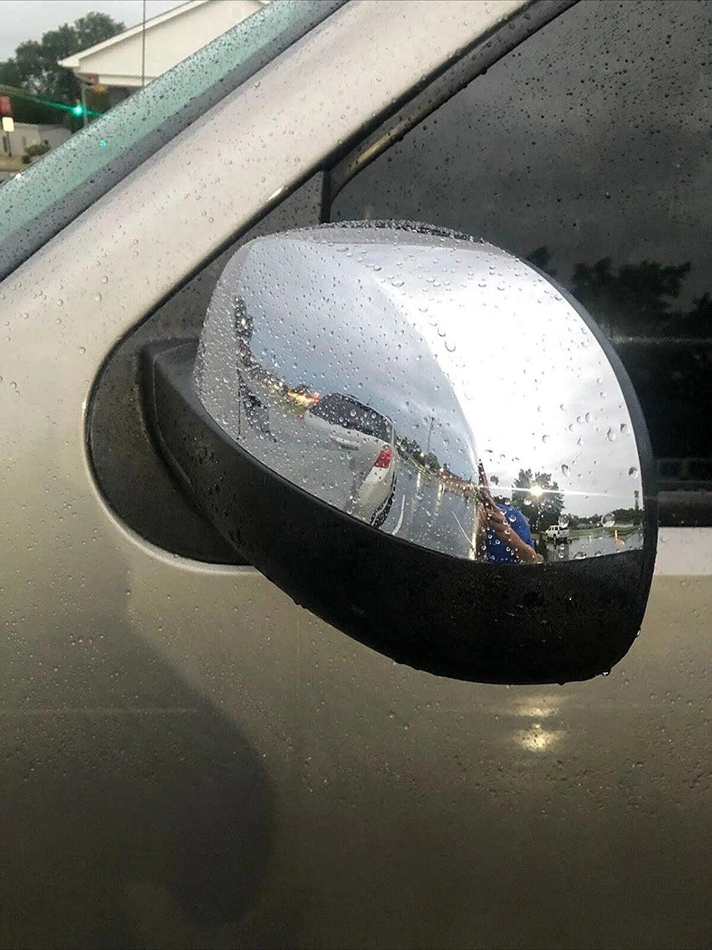 Pair Chrome Side View Upper Mirror Top Half Caps Q3287