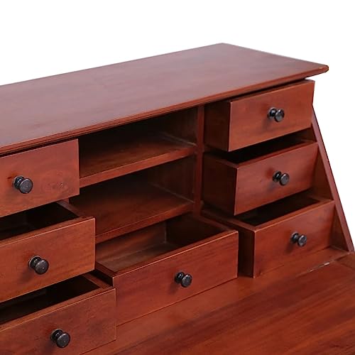 Brown Solid Wood Secretary Desk with Flip Top V28978