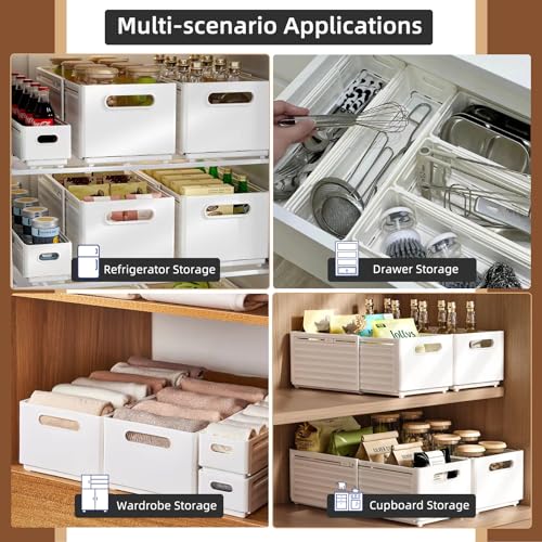 White 3PCS 3.84L Retractable Plastic Storage Bins with Handles G408043