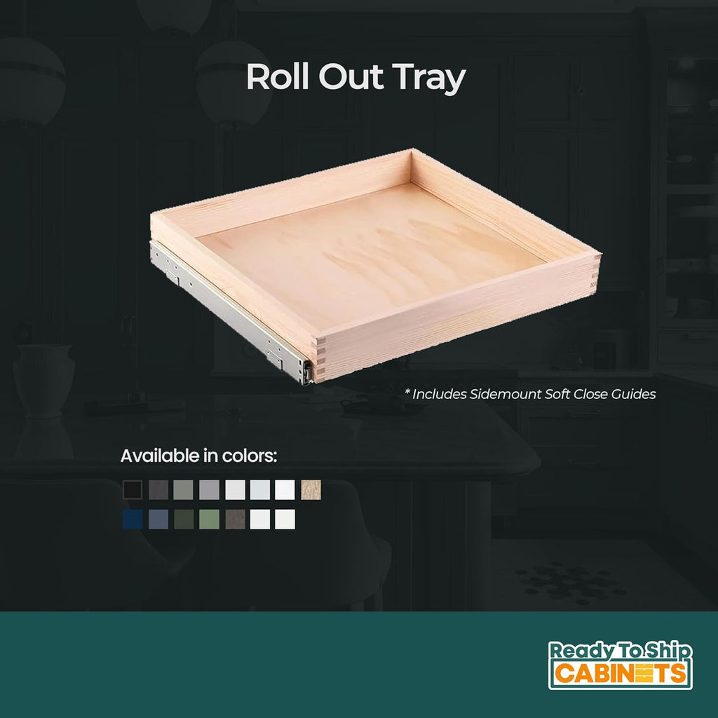 21W x 4H inch White Roll Out Tray with Soft Close Q683