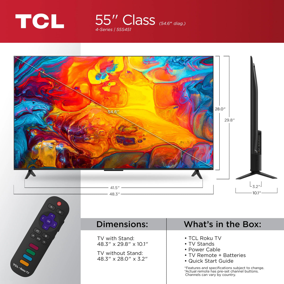 55 Class 4K UHD HDR Smart Roku TV M450