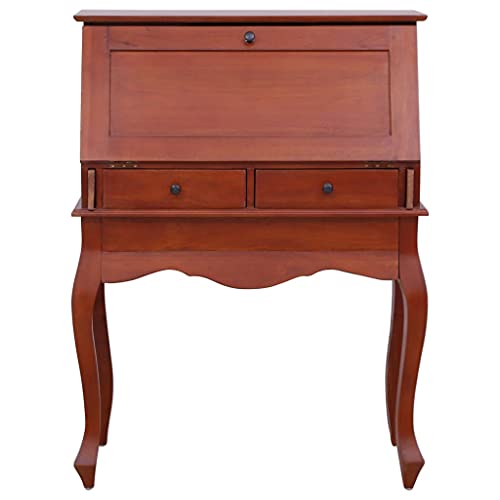 Brown Solid Wood Secretary Desk with Flip Top V28978