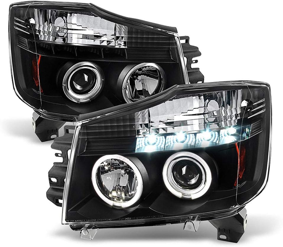 LED Dual Halo Black Housing Projector Headlights Headlamps S444642