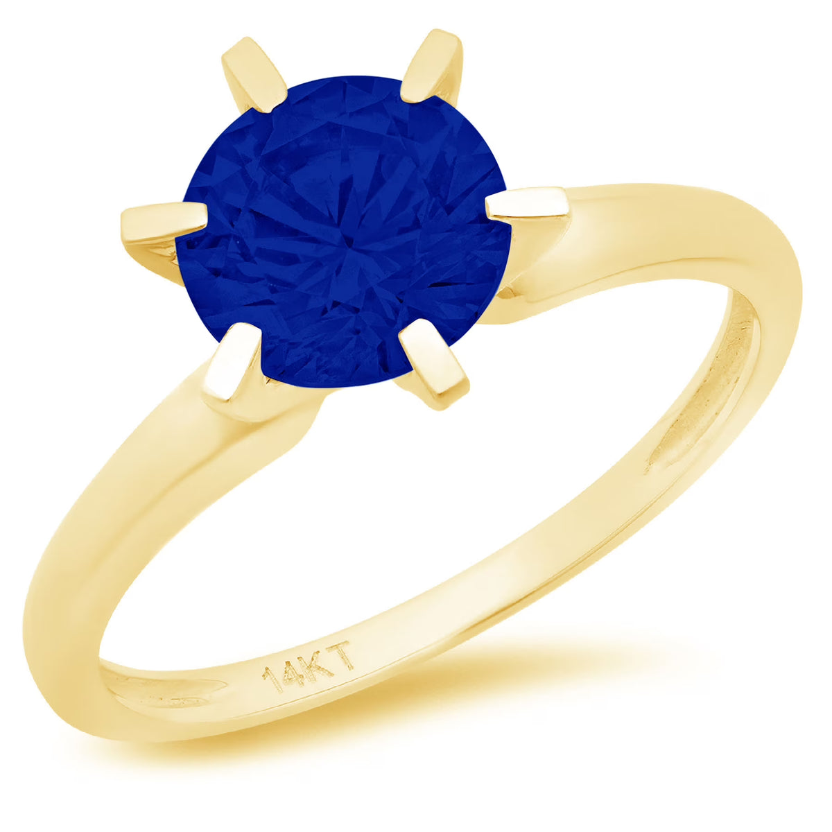 18k Yellow Gold Blue Sapphire Solitaire Ring Size 3.5 Y27240