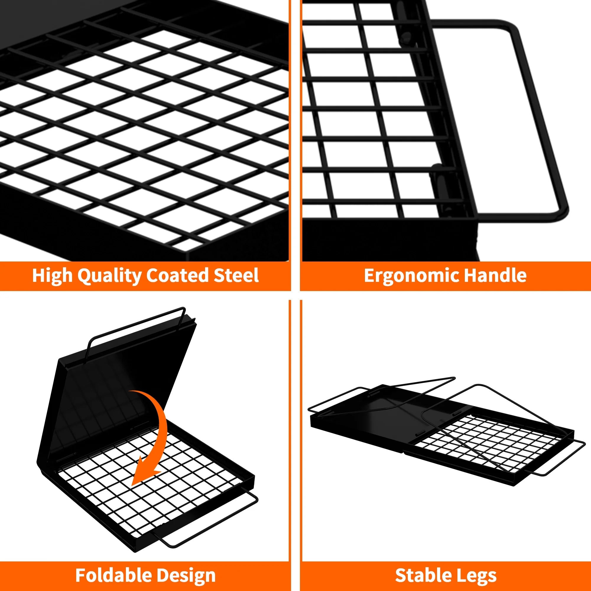 Folding Campfire Grill with Steel Mesh Grate U762