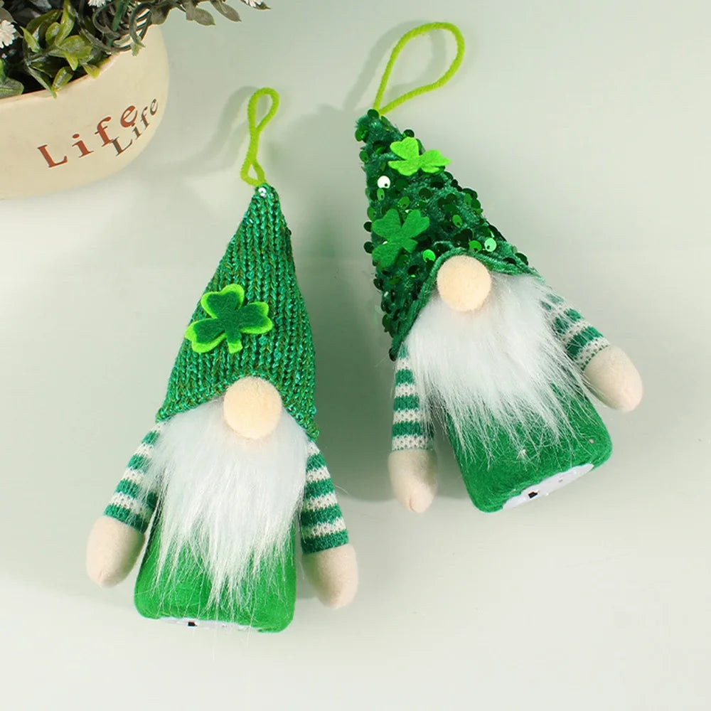 2 Pack St Patricks Day Gnome Plush Elf Decorations Table Decor Ornament Dwarf Figurines Green Handmade Faceless Gnome E5117
