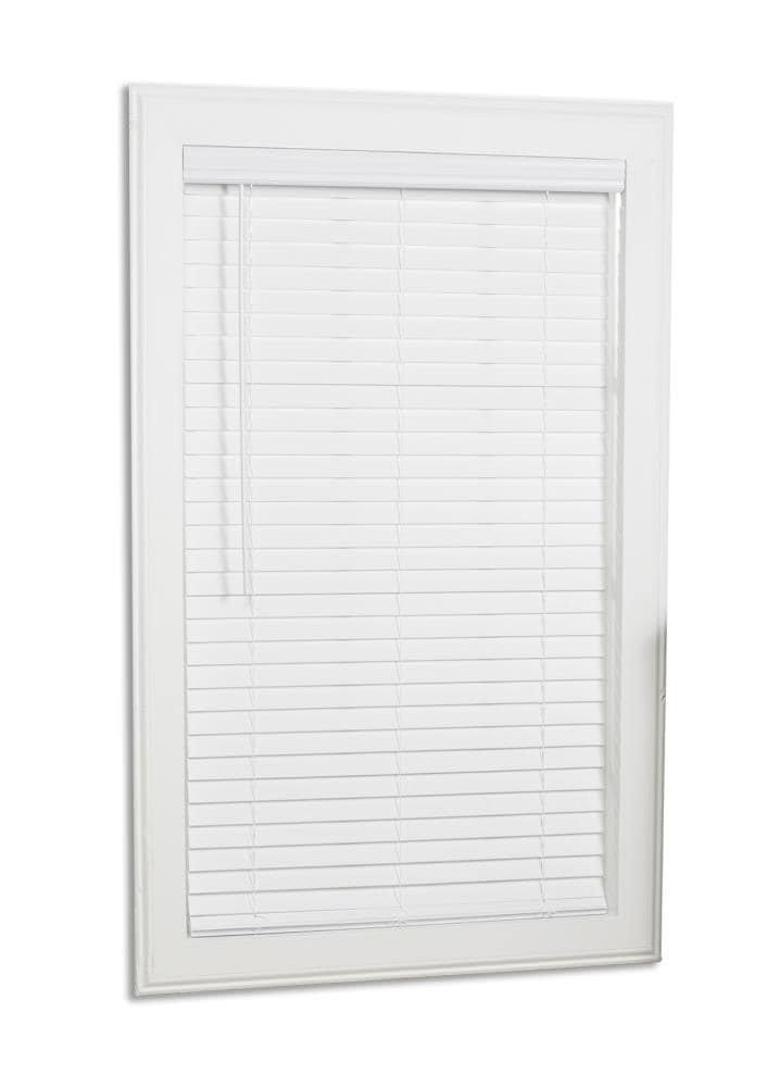 Cordless White Faux Wood Room Darkening Horizontal Blinds K721726