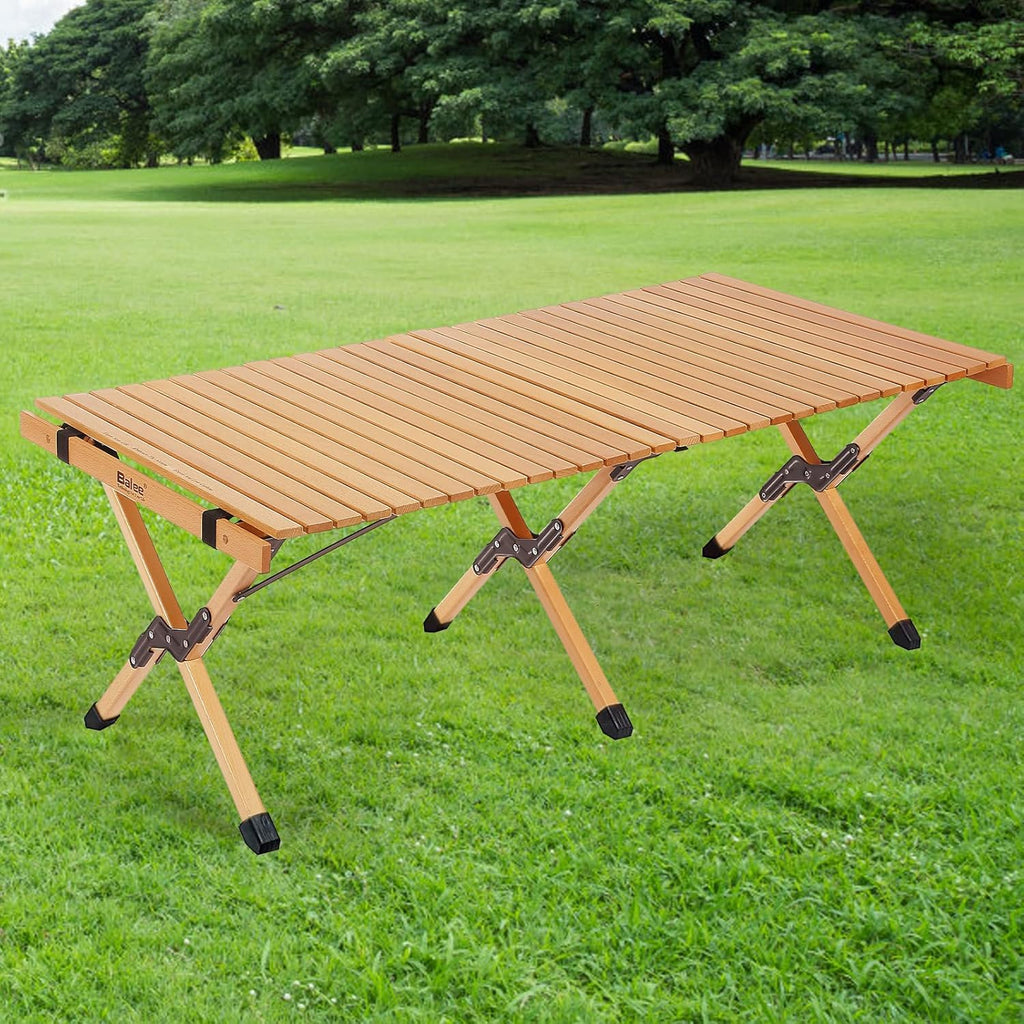 4ft Low Folding Solid Wood Picnic Table with Carry Bag X83166