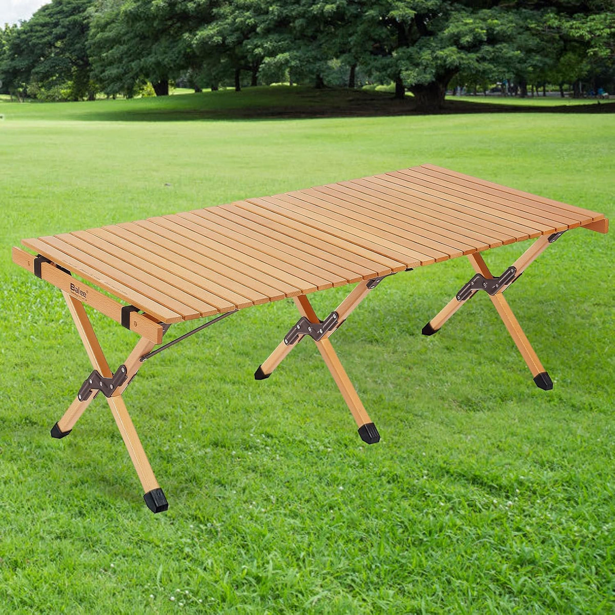 4ft Low Folding Solid Wood Picnic Table with Carry Bag X83166