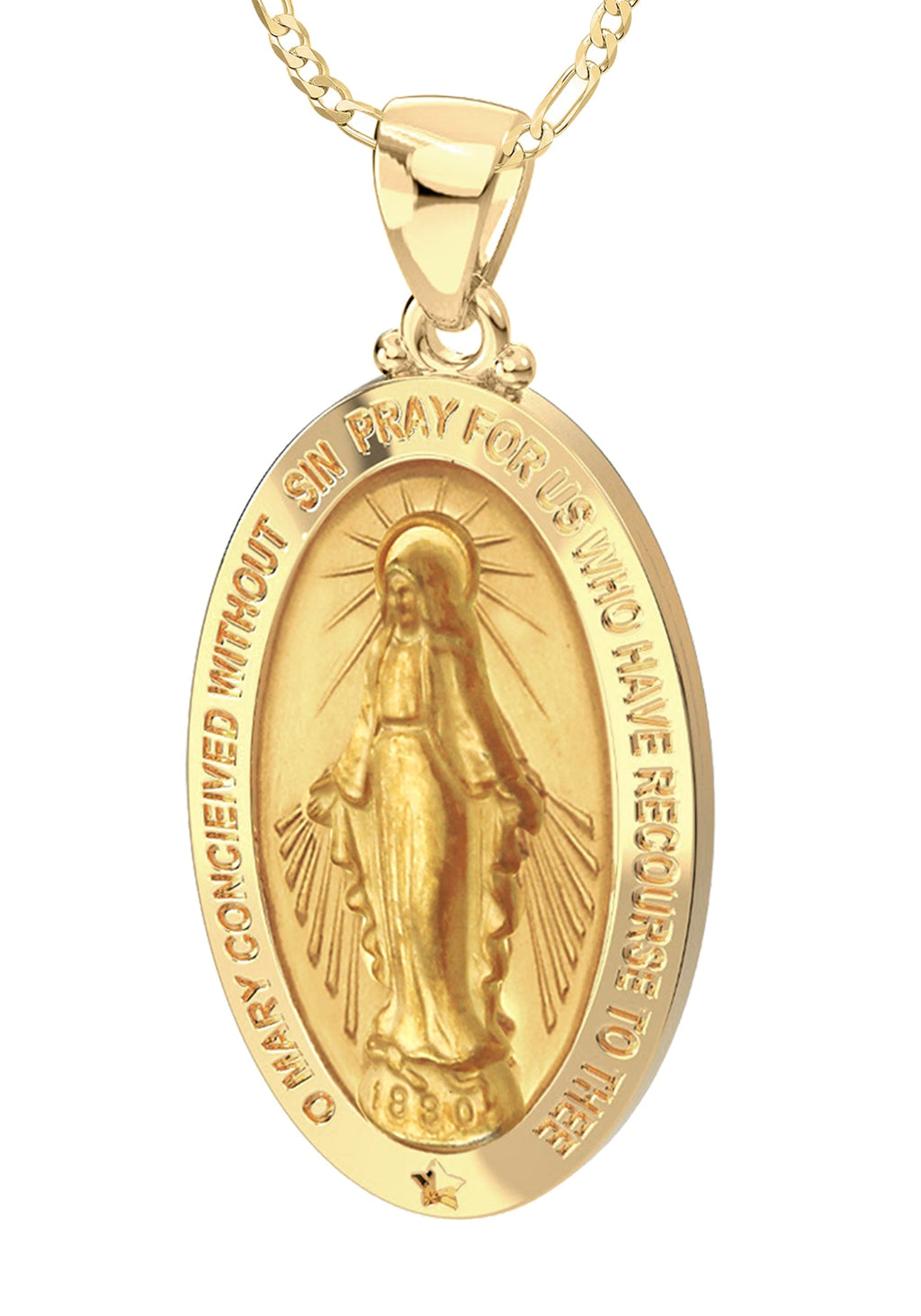 14K Yellow Gold Oval Pendant Necklace V540
