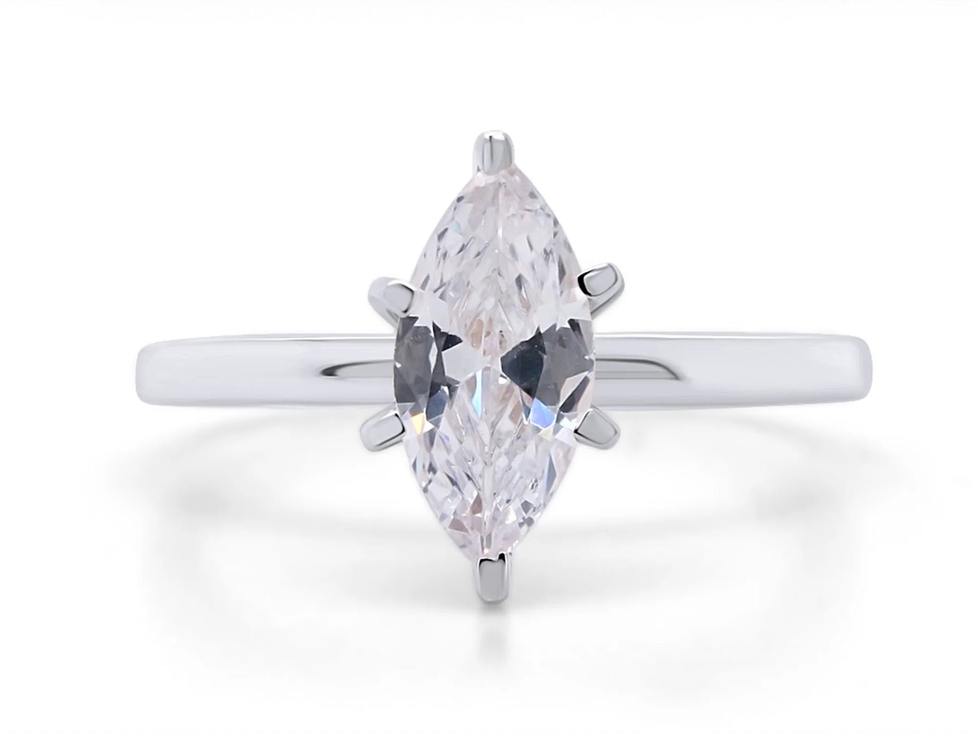 14K White Gold Plated 925 Sterling Silver Cubic Zirconia Solitaire Ring W1279