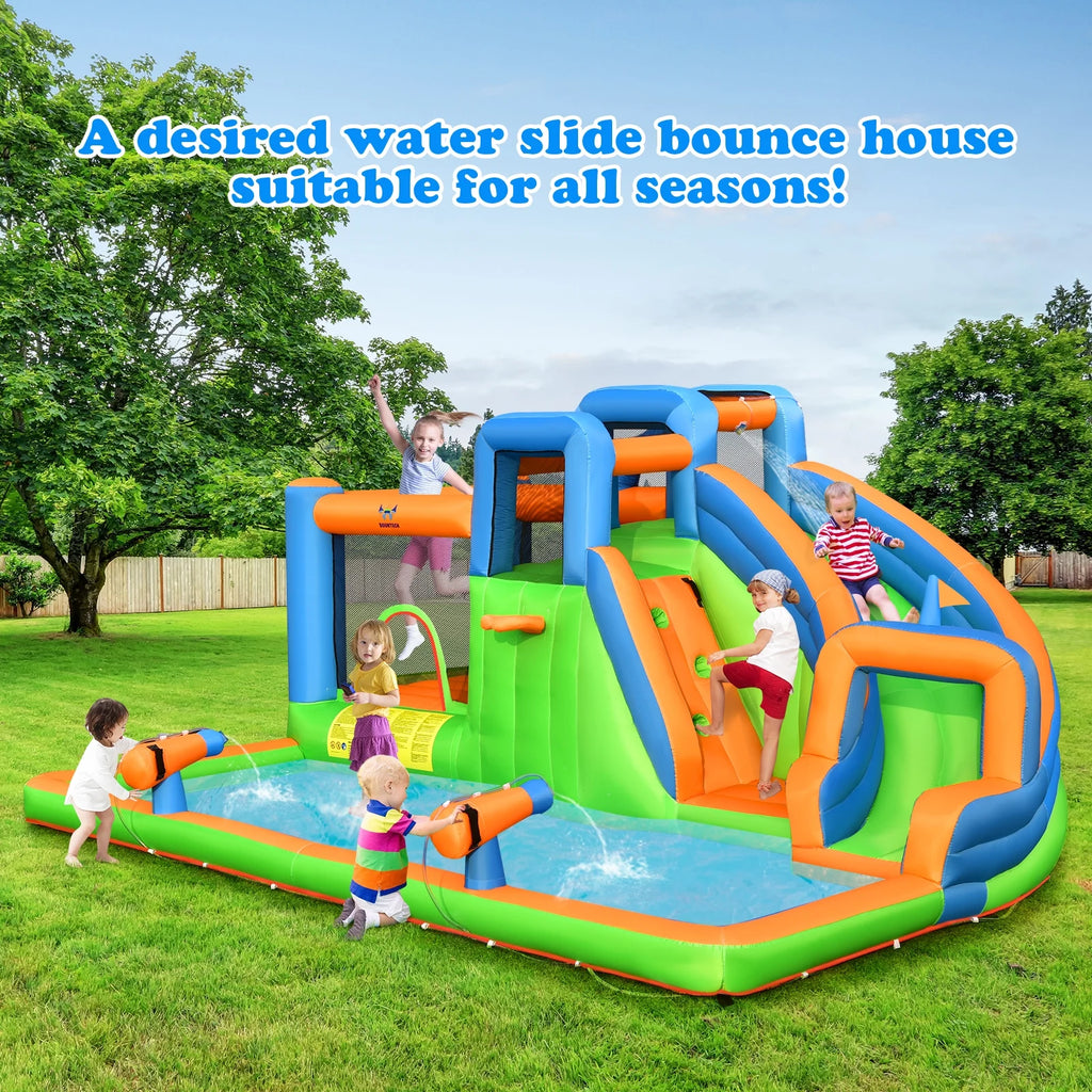 Inflatable Water Slide Bounce Castle with Dual Climbing Walls & 750W Blower U478370