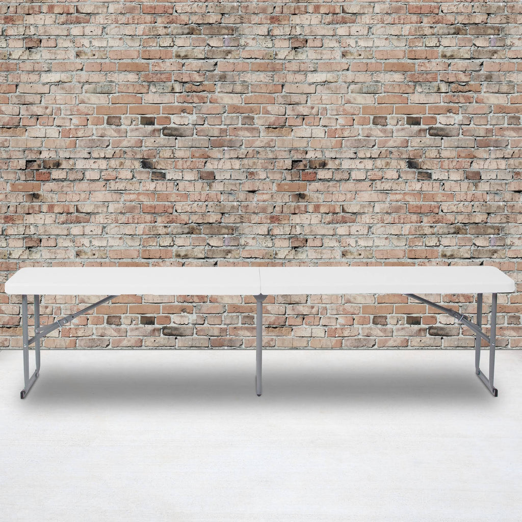 10.25 x 71 Inch Granite White Plastic Bench with Carrying Handle Q39863
