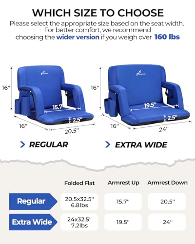 Padded Stadium Chair with Back Support and Armrests R3476