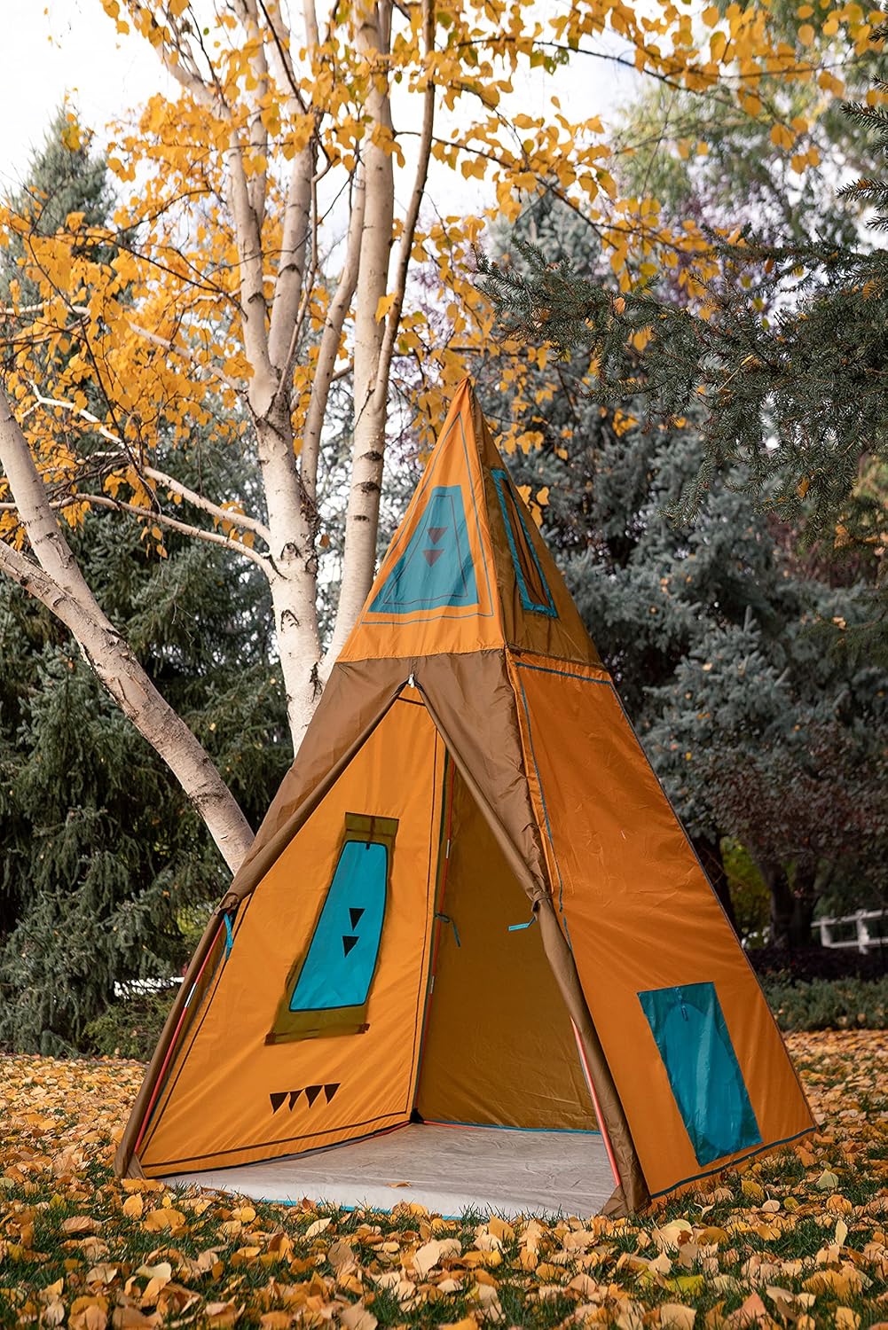 59" x 59" x 96" Brown Kids Giant Tee Pee Tent Playhouse N424