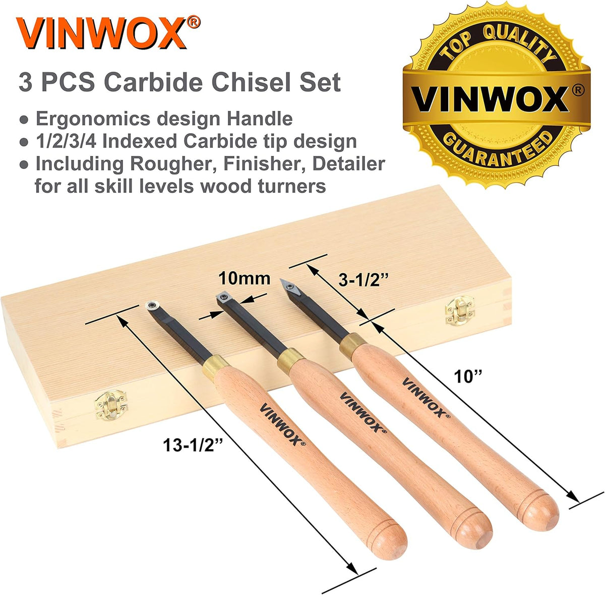 3 PCS Carbide Wood Lathe Turning Tool Set X9437