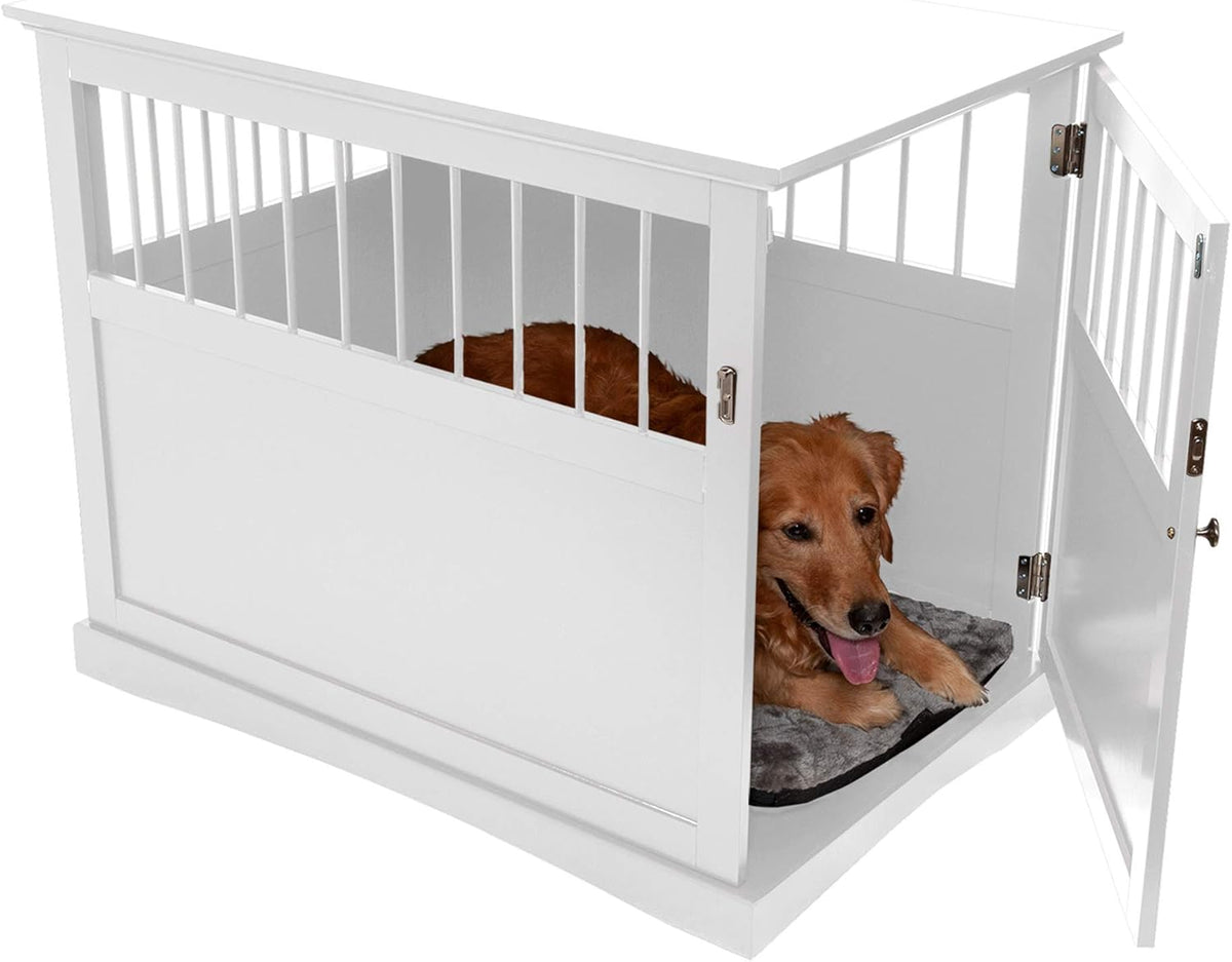 White Large End Table Dog Crate A281