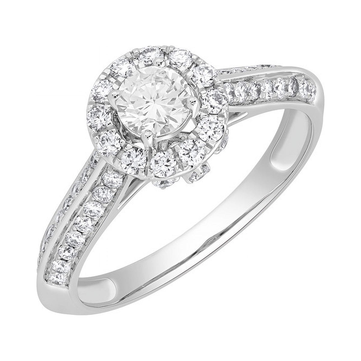 14KT Solid White Gold Lab Created Diamond Engagement Ring W3859