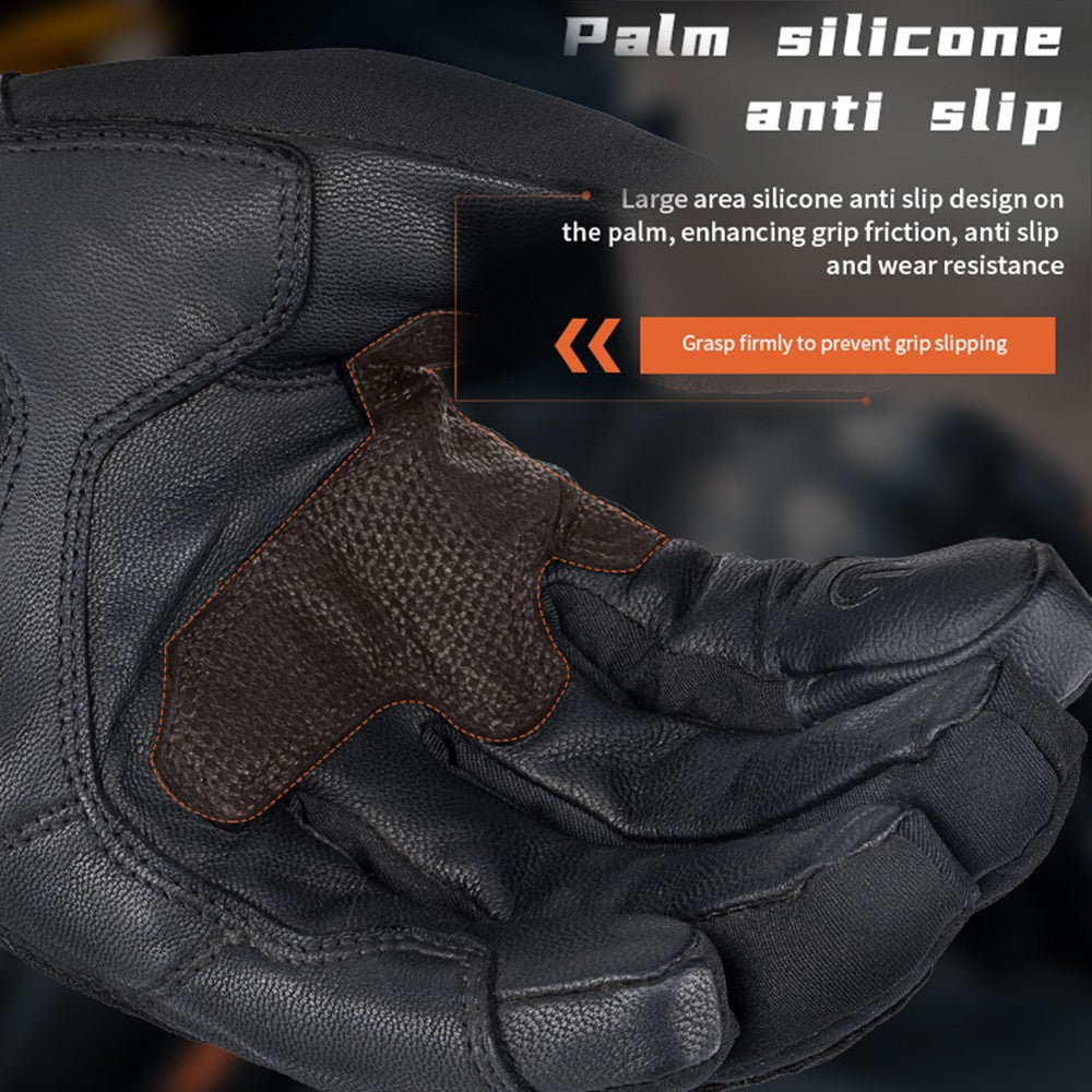 Vintage Leather Two-Finger Touchscreen Motorcycle Gloves G13291