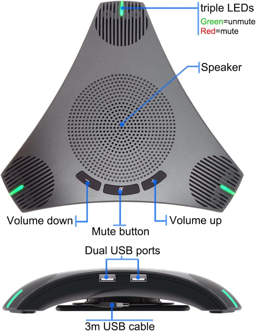 USB Speakerphone with DSP Noise Reduction and Echo Cancellation J782328