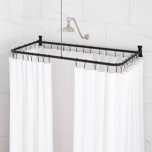 D-Shaped Solid Brass Shower Ring and Ceiling Support Matte Black A659