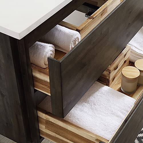 24 Inch Wall Hung Bathroom Vanity with Quartz Countertop and Ceramic Sink S451877