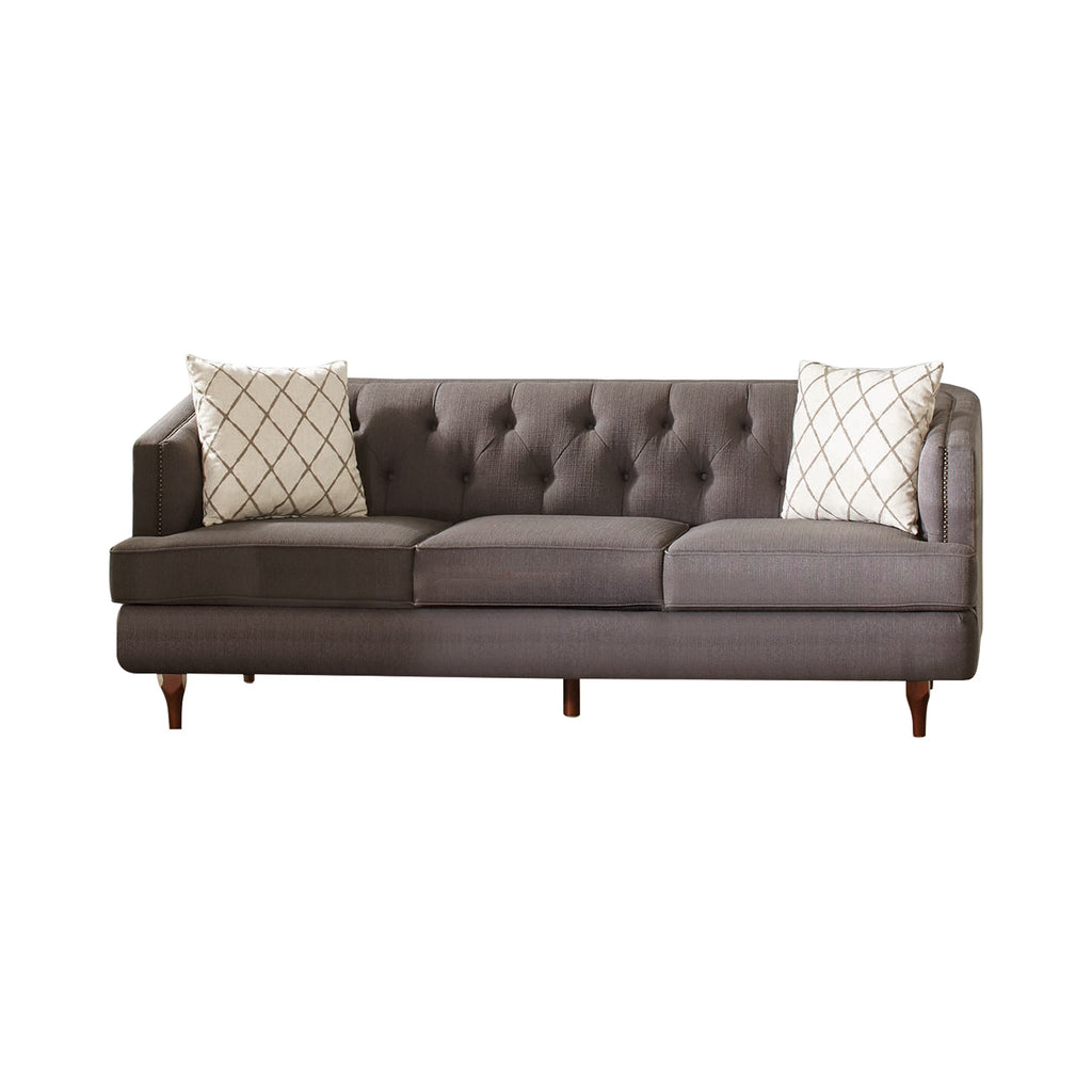 Grey and Brown Tufted Tight Back Sofa Q31964